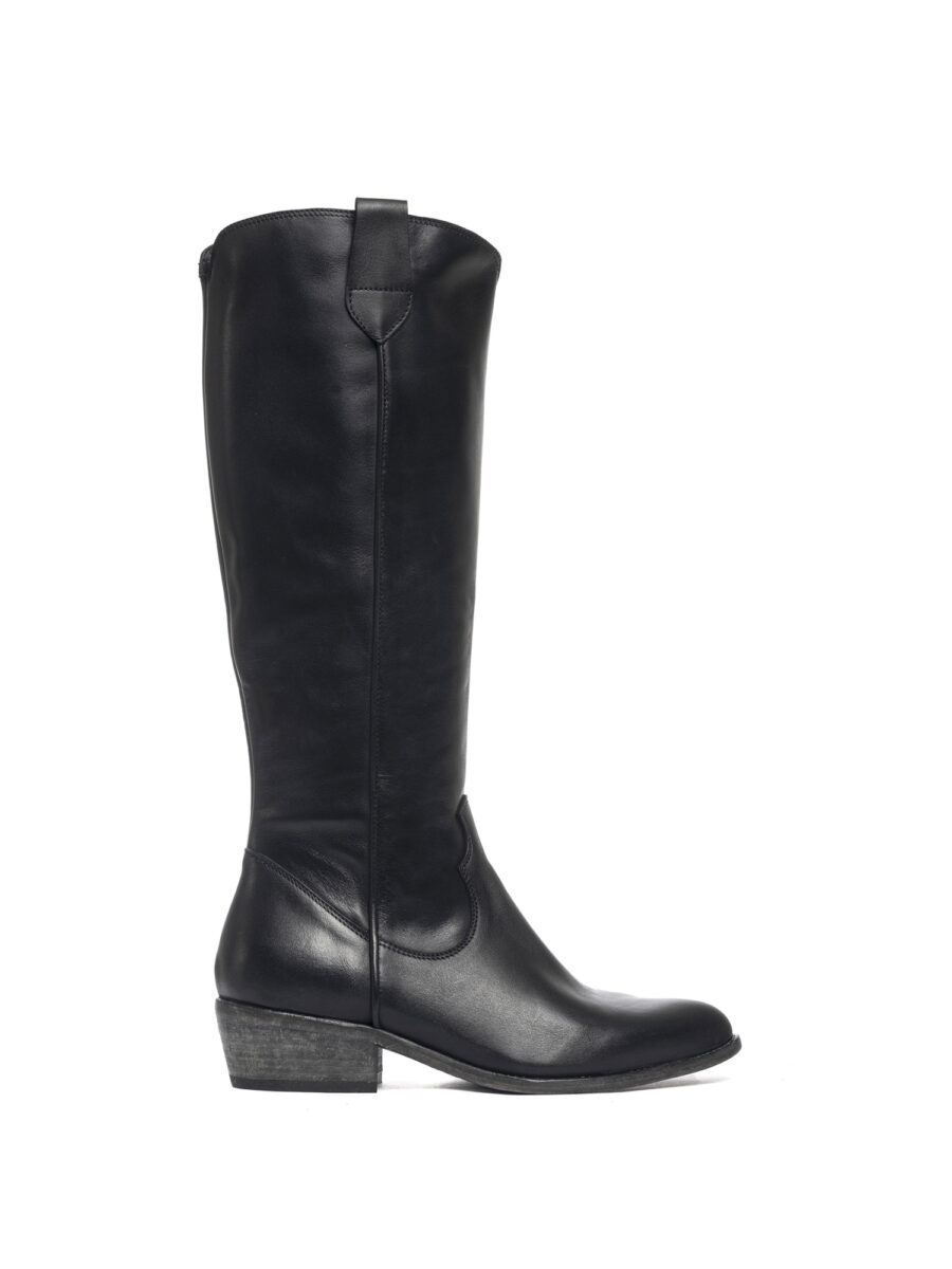Stivali texani in vitello nero 2713