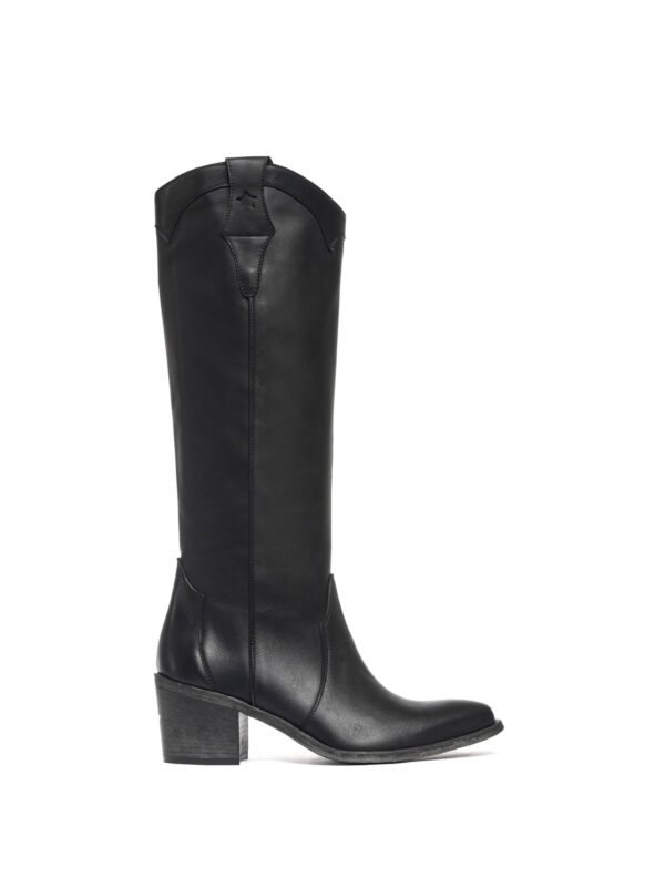 Stivali texani in vitello nero 2718