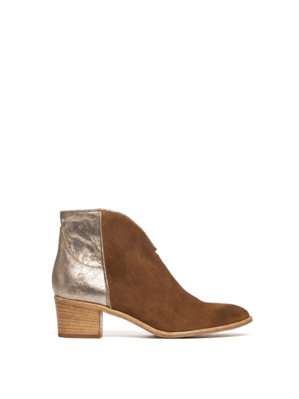 Tronchetti in camoscio whiskey e gold rose 2762